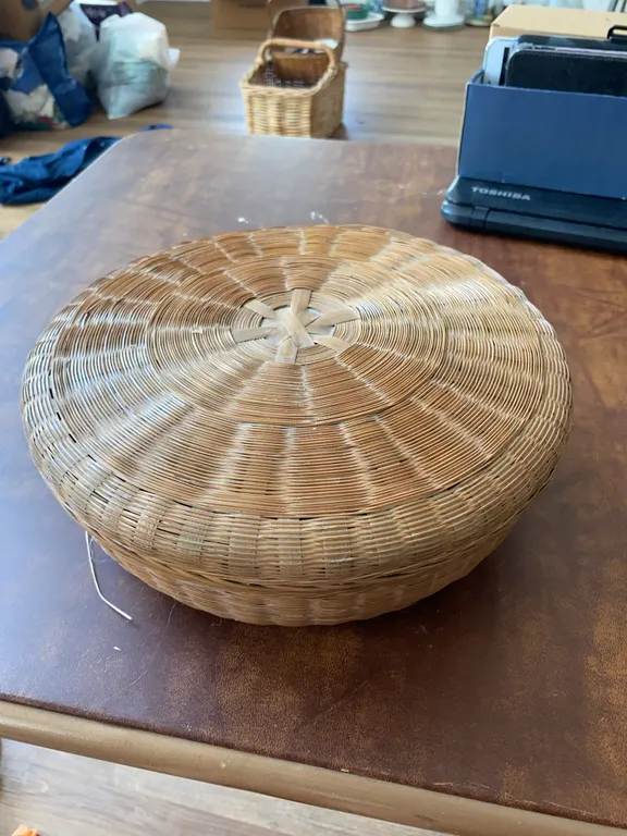Basket with sewing supplies