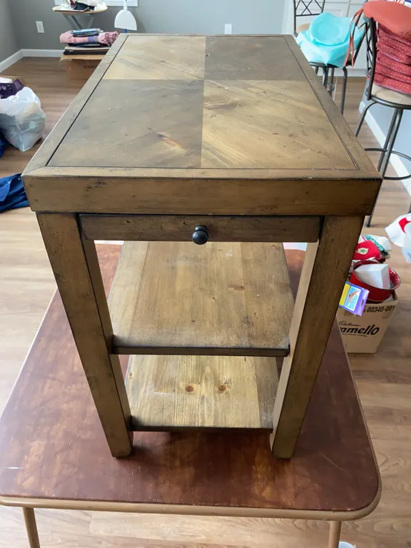 Rustic Wooden Kitchen Island / Utility Cart
