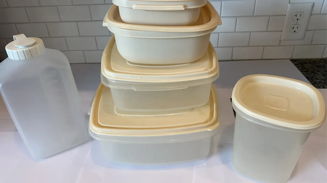 Vintage Plastic Food Storage Containers & Beverage Jug