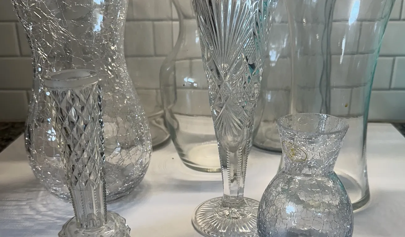 Glass and Ceramic Decorative Vases, Mixed Sizes and Styles