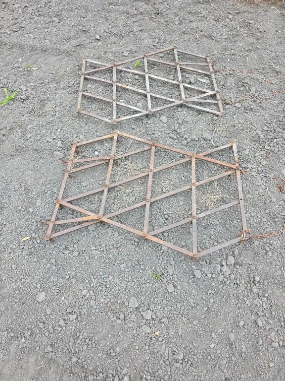 2) Spike tooth harrow sections w/ chain hitches