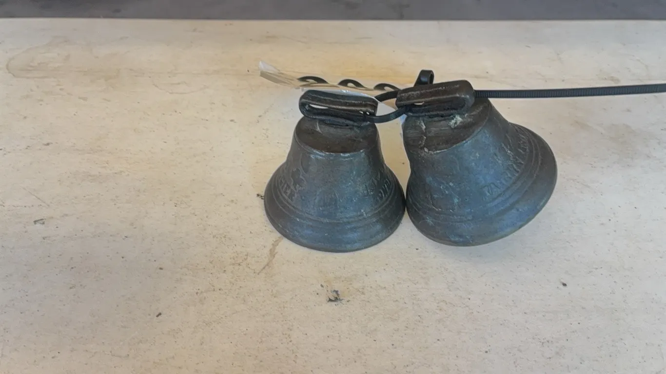2 ANTIQUE SMALL BRASS BELLS - YEAR 1878