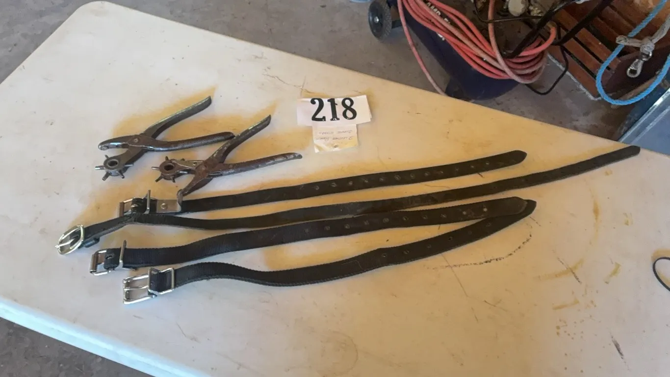 2 LEATHER PUNCHES, 3 HAME STRAPS