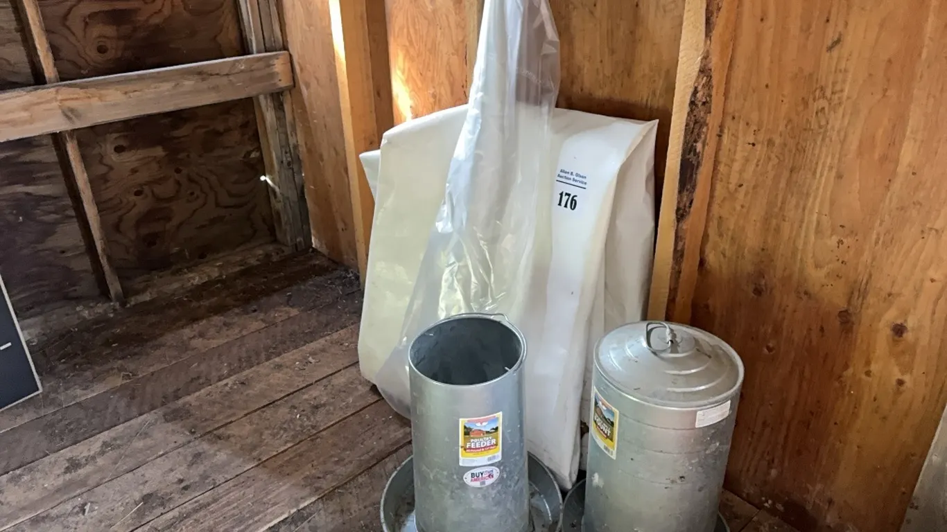 CHICK WATERER, FEEDER, ROLL OF POLY & TARP MATERIAL