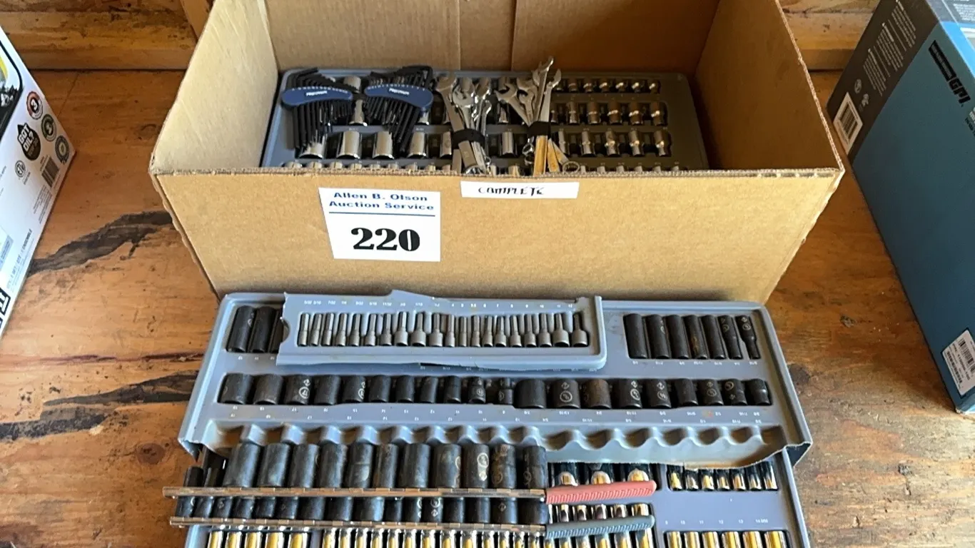 FULL SET OF STANDARD & METRIC WRENCHES, SOCKETS, ALLEN WRENCHES, IMPACT SOCKETS & MORE