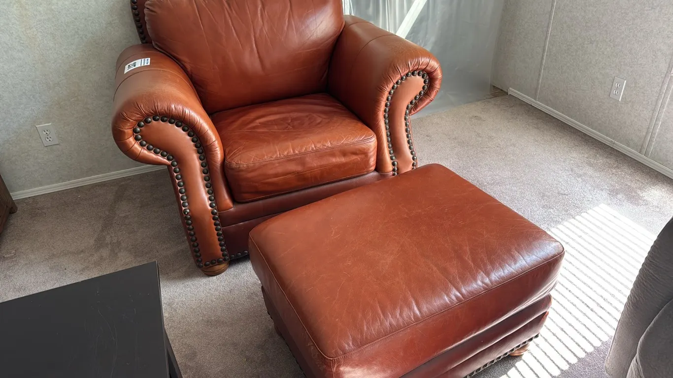 LEATHER ARMCHAIR & OTTOMAN