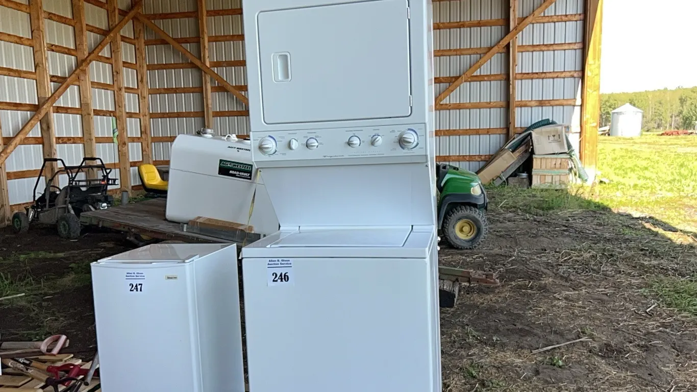 SLIGHTLY USED 29"Dx27"L FRIGIDAIRE STACK WASHER/ DRYER