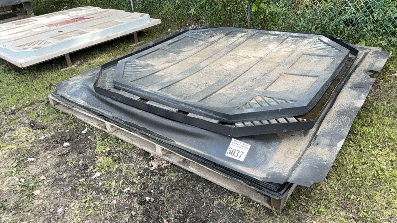 2 - POND LIDS 87" X 80", FLAT PLASTIC SHEETS 100" X 100"