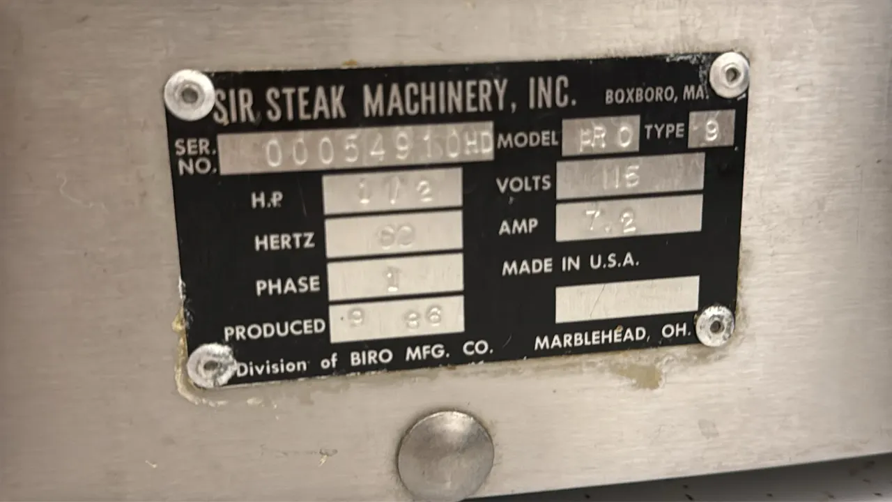 Biro Sir Steak Pro 9 meat cuber and tenderizer. Features stainless steel construction, tenderizing blade assembly, and clear safety guard. Includes ex