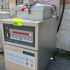 Henny Penny 500C electric pressure fryer. Features stainless steel construction, digital control panel, locking lid assembly, and built-in filtration 