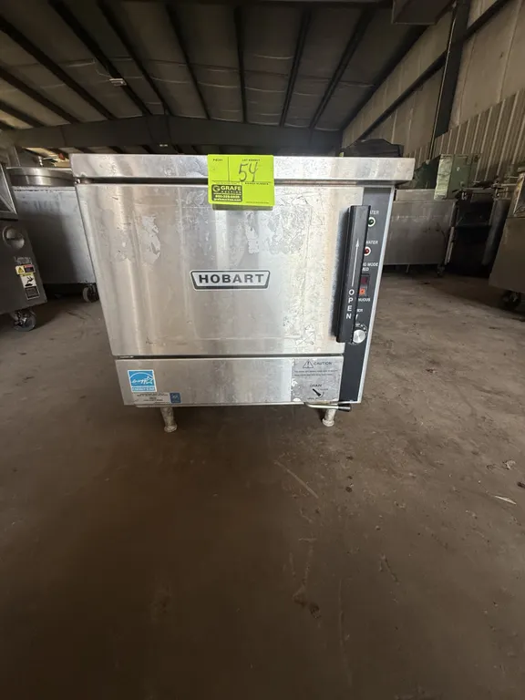 Hobart HPX3 commercial countertop electric convection steamer. Features stainless steel construction, analog controls with timer, and Energy Star cert
