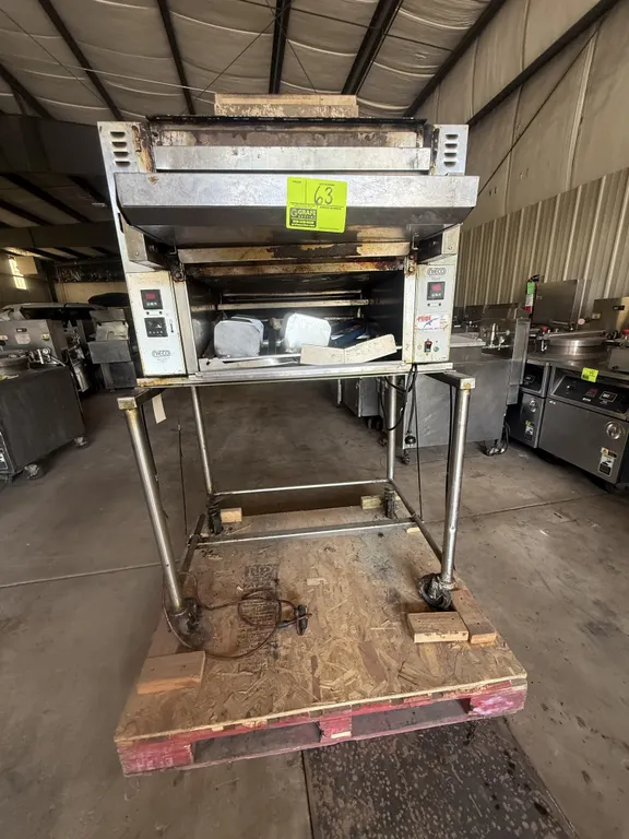 2013 Nieco JF63-2G automatic broiler. Features stainless steel construction, digital controls, and attached gas connection hose. S/N: 333-34817. Gas: