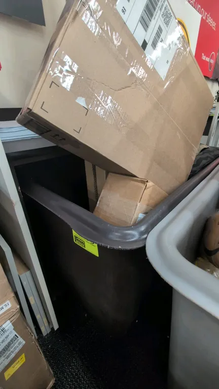 Poly portable bulk tote cart. Features molded polyethylene construction. 40"x30"x32". Contents not included.