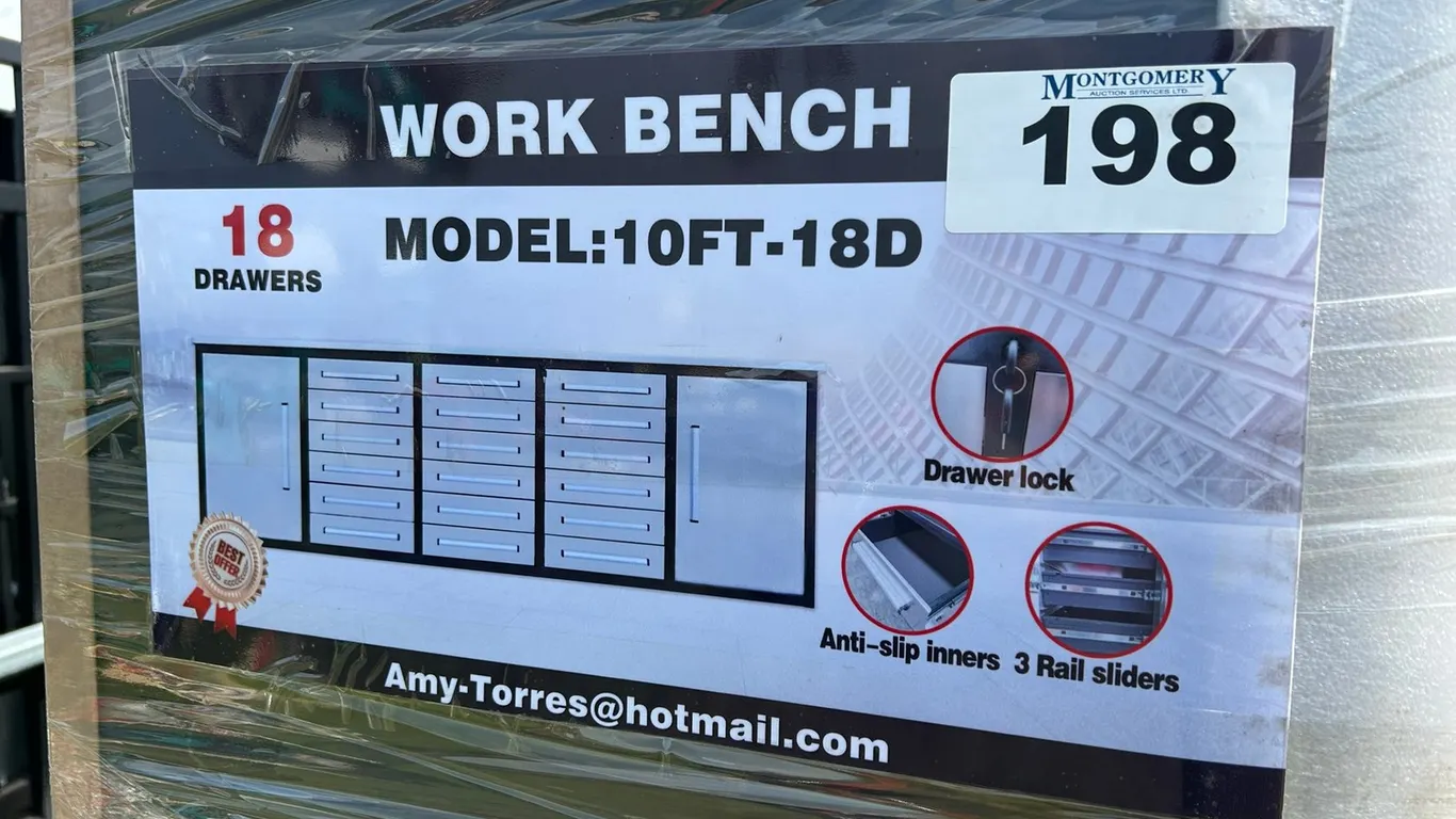 Steelman 10' Garage Cabinet Workbench (18 Drawers &2 Cabinets) - StainlessWeight: 684.00 lb Model WB-10-18D2-SS