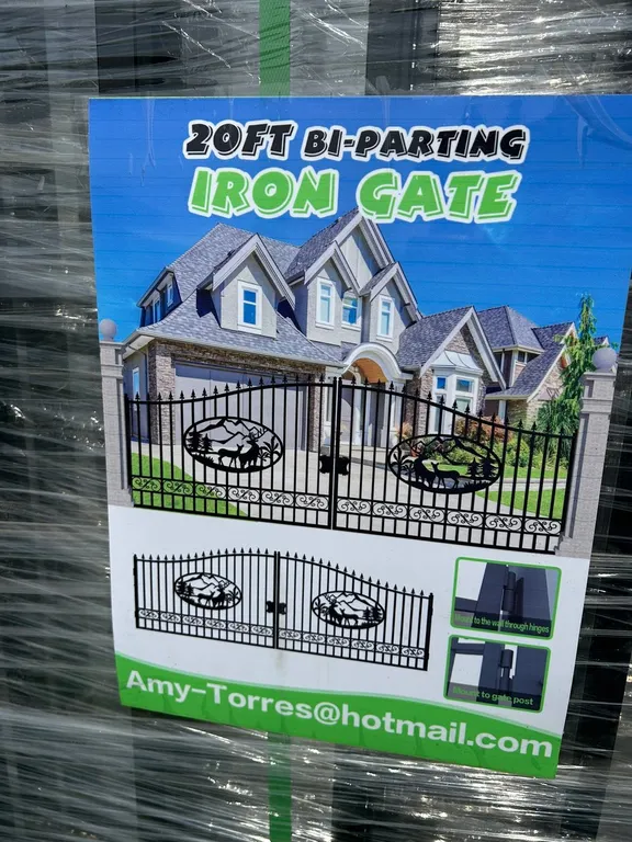 Greatbear Dual Swing Wrought Iron Gate for Driveway -20' - Deer Weight: 397.00 lb Model FG-GT-D20