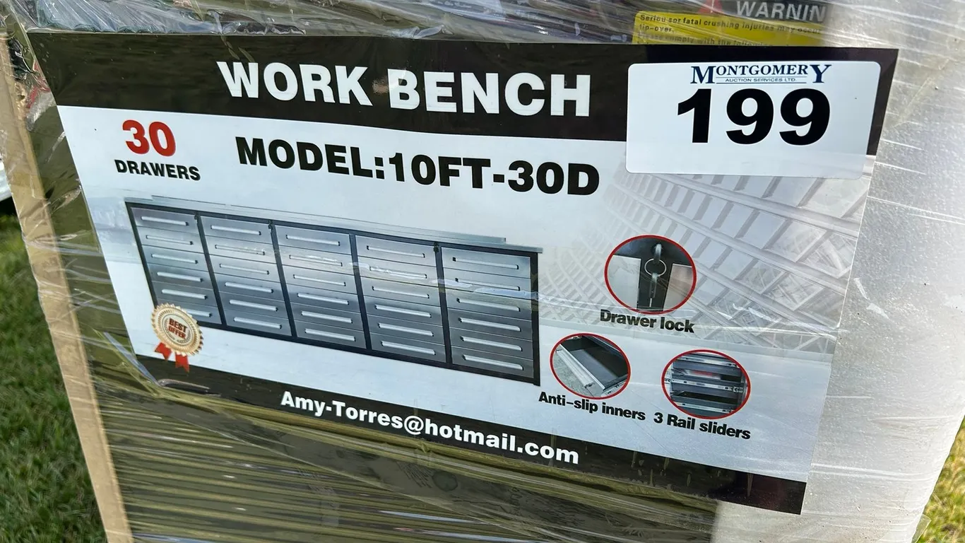 Steelman 10' Garage Cabinet Workbench (30 Drawers) -StainlessWeight: 705.00 lb Model WB-10-30D-SS
