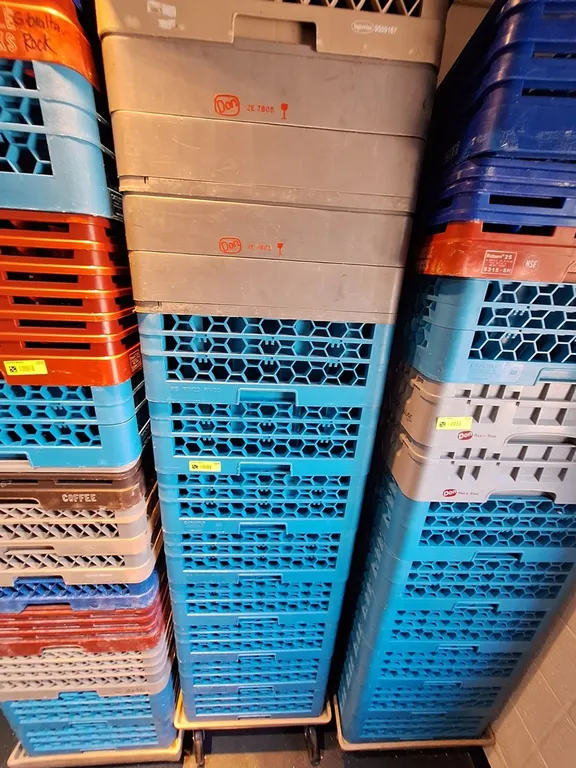 Stack of Glass Racks with Cart