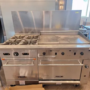 Vulcan 60" Double Oven/36" Flat Griddle/4 Burner on Wheels, Gas