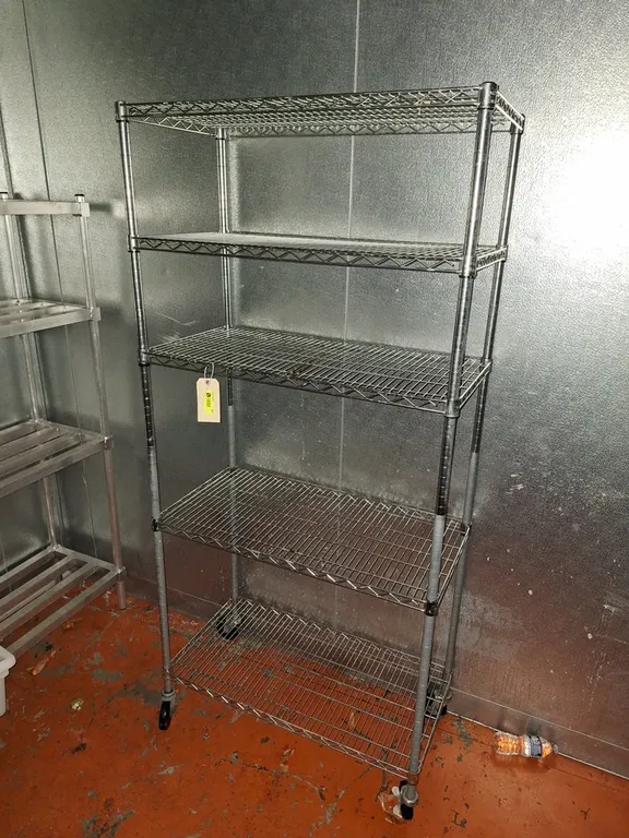 Wire 5 Tier Shelf on Wheels, 36"x18"x77"