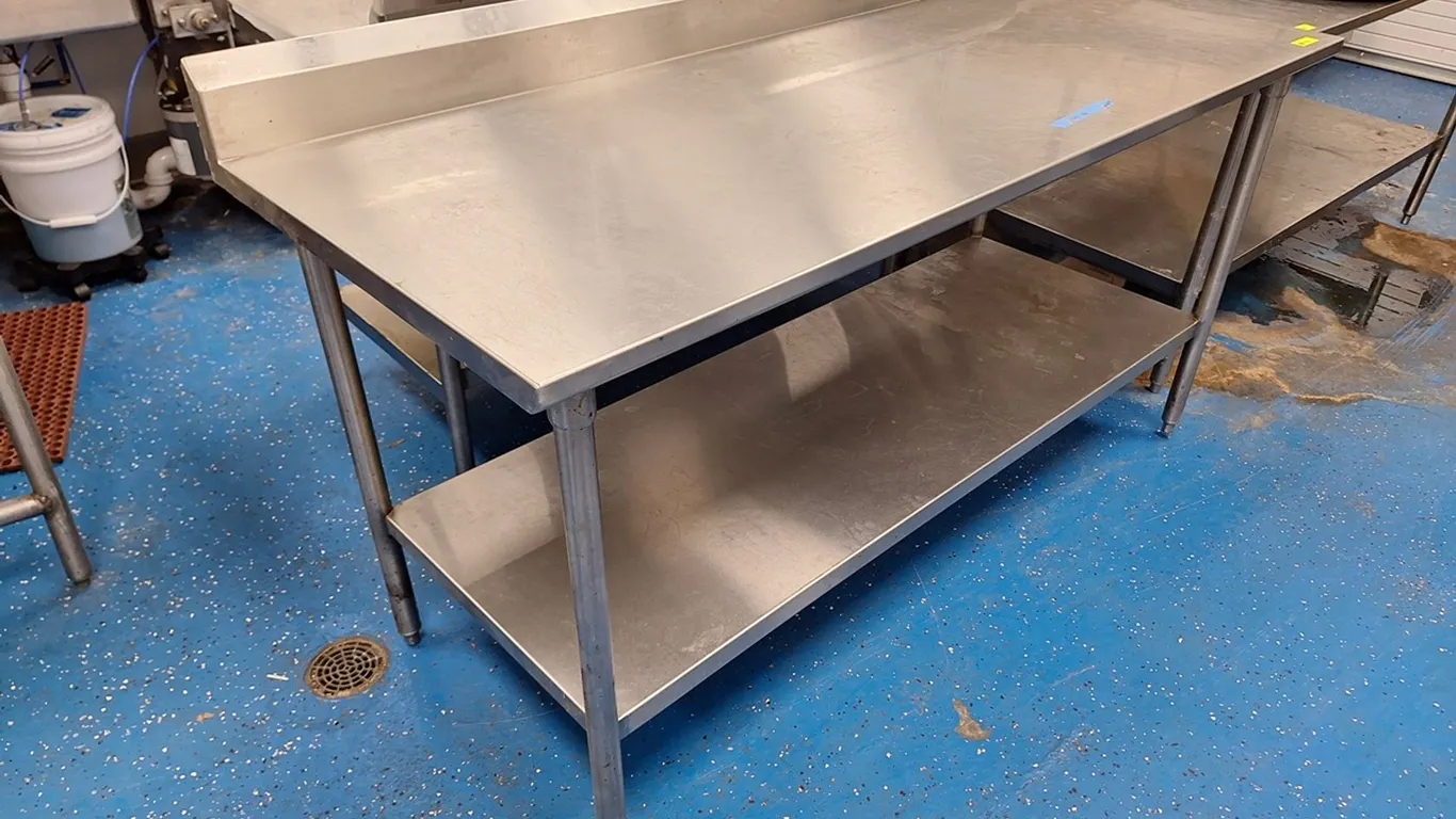 SS Table with Backsplash and Undershelf, 72"x30"x36"