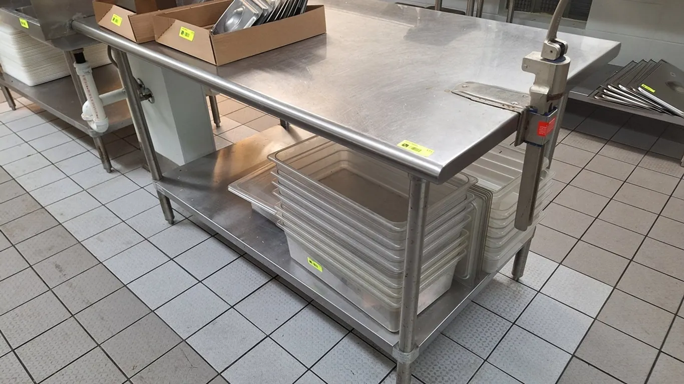 SS Table with Undershelf and #10 Can Opener, 60"x36"x36"