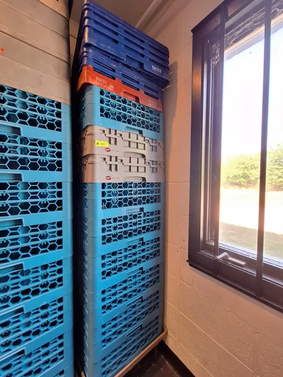 Stack of Glass Racks with Cart