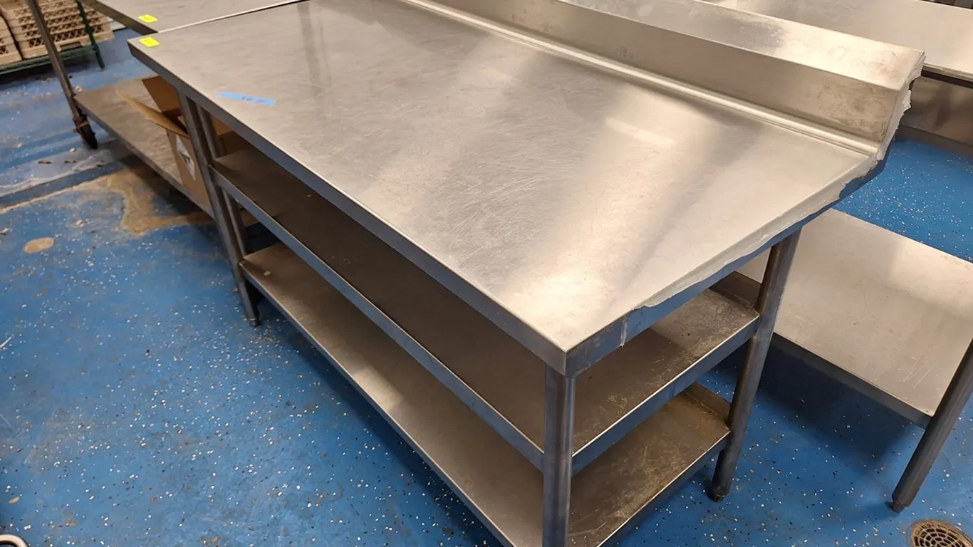 SS Table with Backsplash and 2 Undershelves, 60"x30"x36"