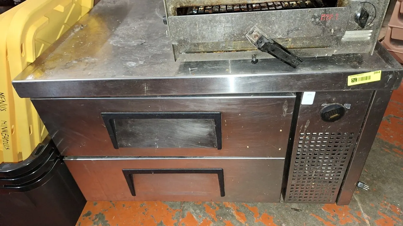 SS 2 Drawer Refrigerated Equipment Stand on Wheels, 36"x32"x25"