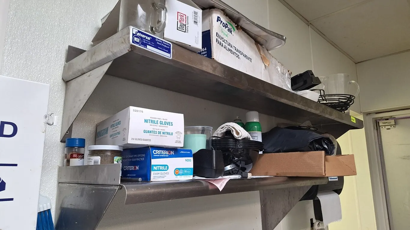 2 SS Wall Shelves 36"x12" and 60"x12", Assorted Contents
