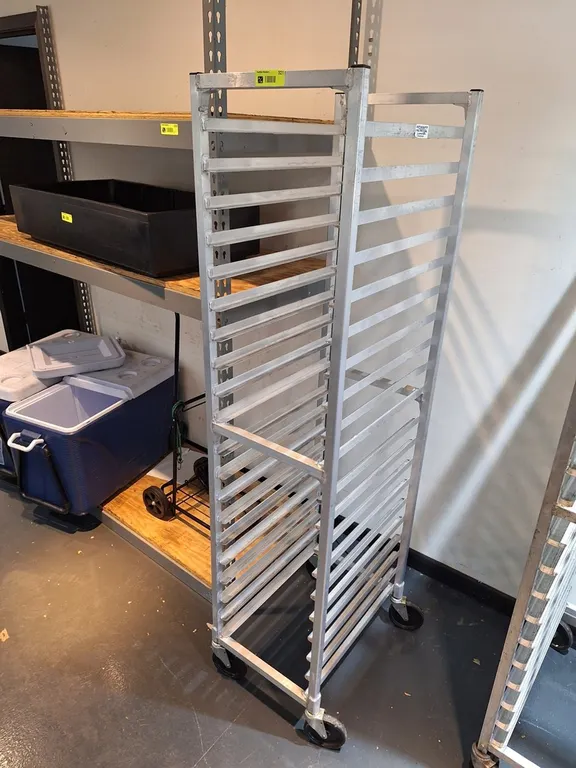 Aluminum Half Sheet Pan Rack on Wheels, 69" T