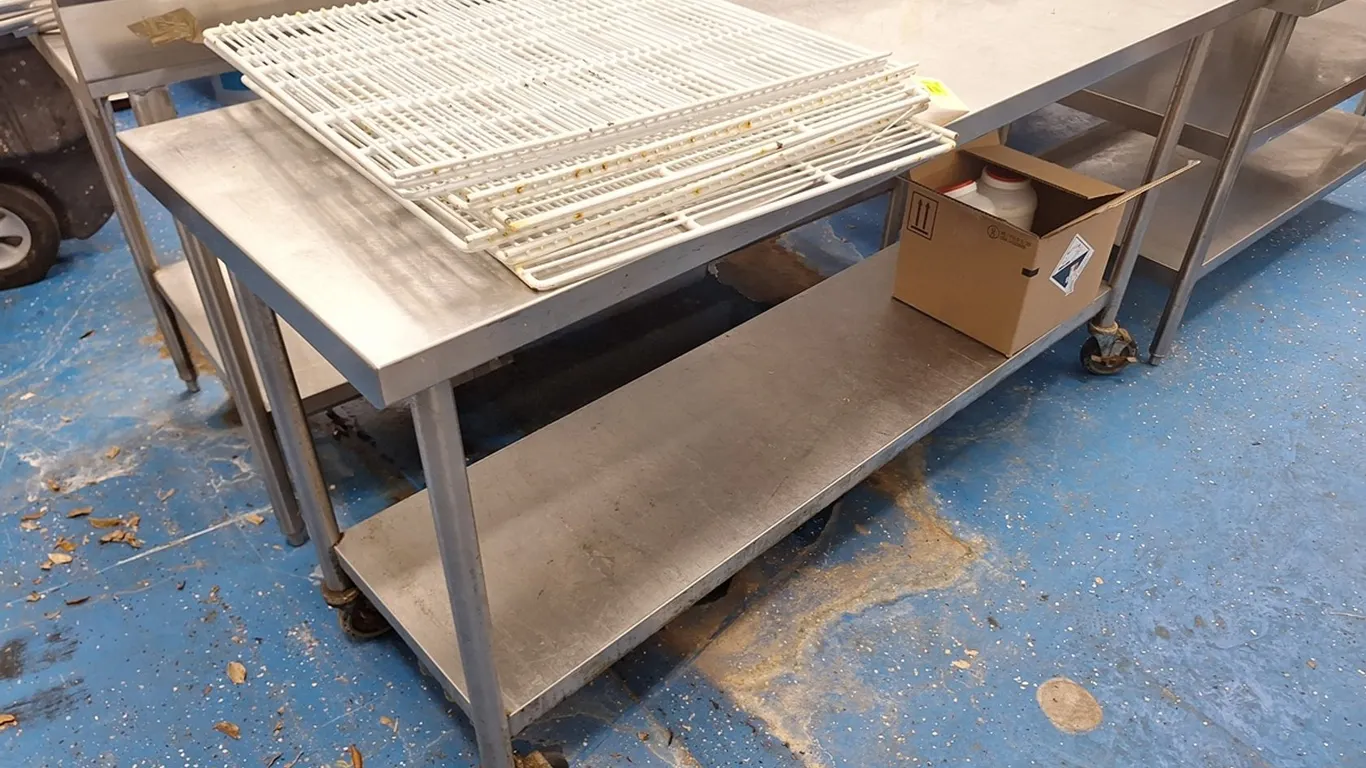 SS Table with Undershelf on Wheels, 72"x24"x36