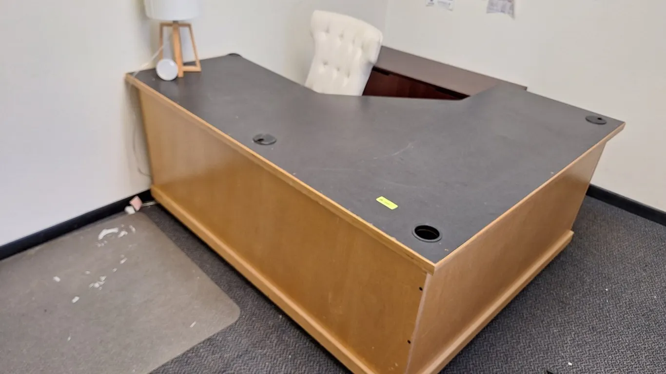 Desk, Cabinet, Chair