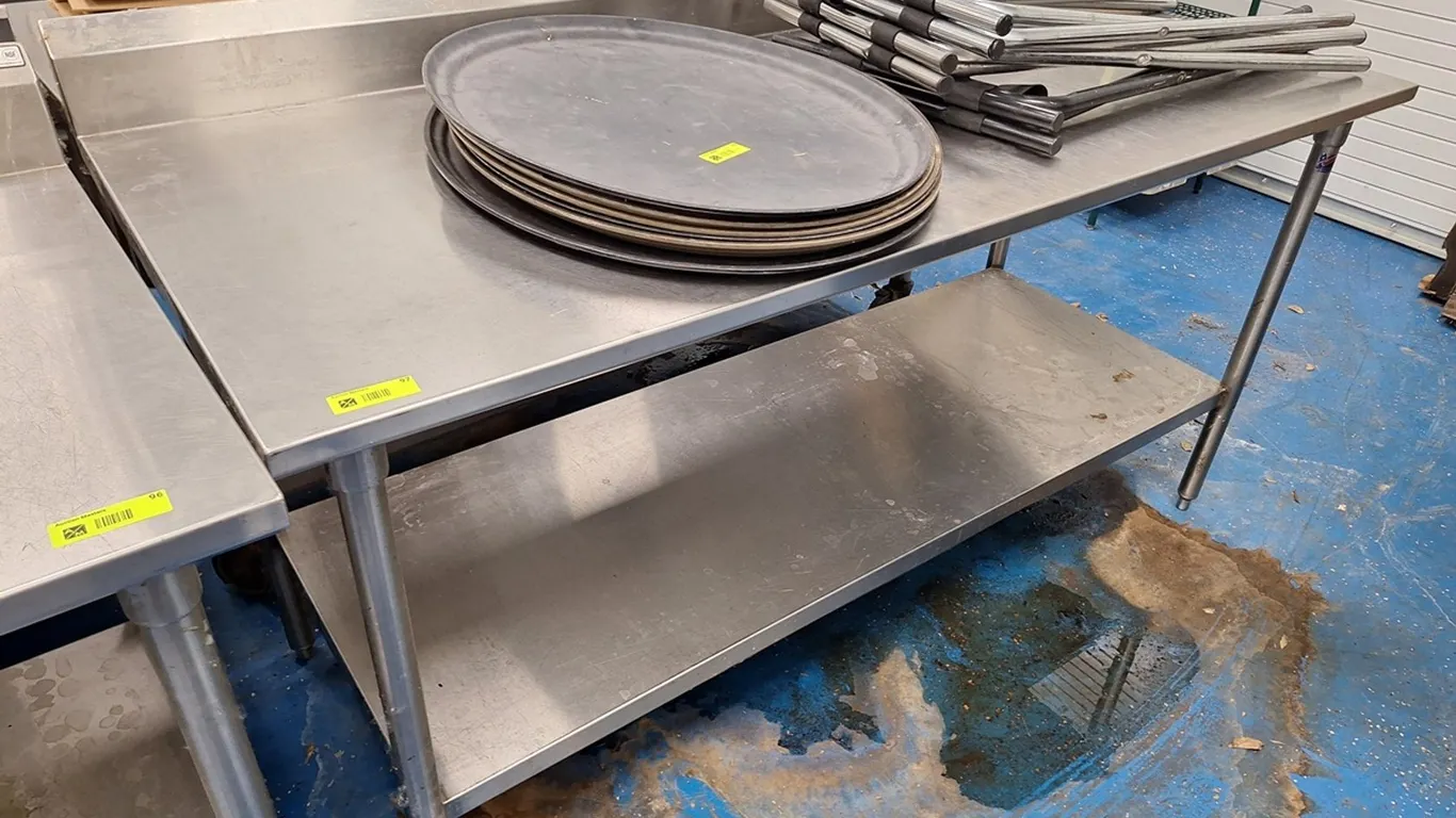 SS Table with Backsplash and Undershelf, 72"x30"x36"