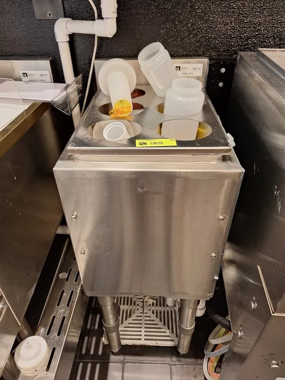 SS Underbar 12" Drain Sink with Assorted Plastic Bottles