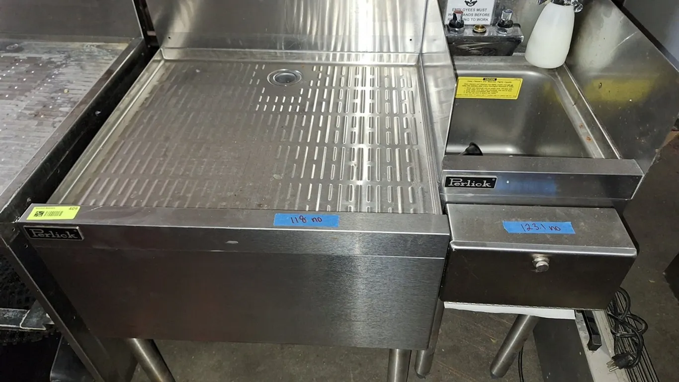 Perlick SS Underbar 12" Hand Sink and 24" Drain Board