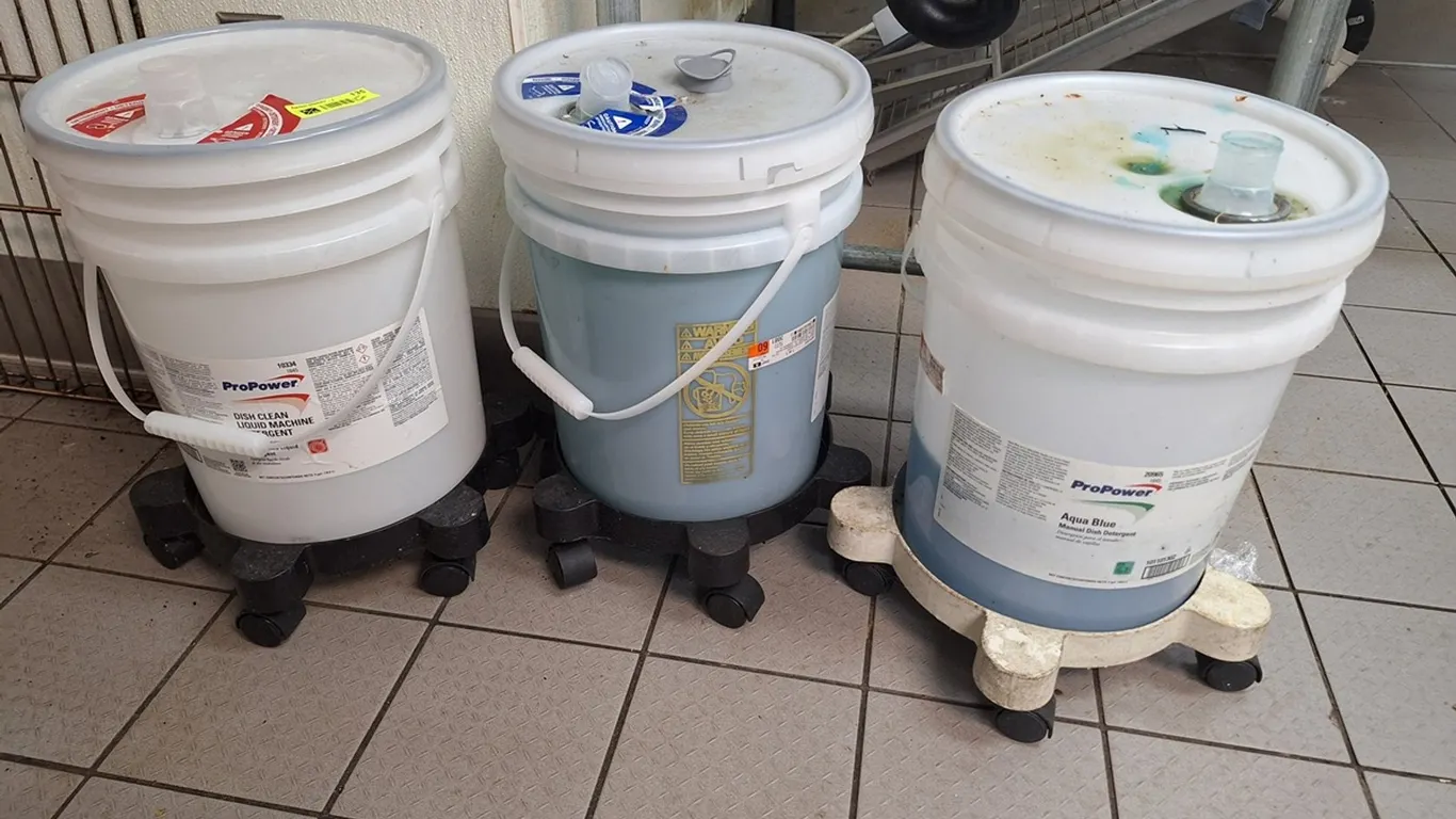2 Jugs Cleaning Solvent on Carts
