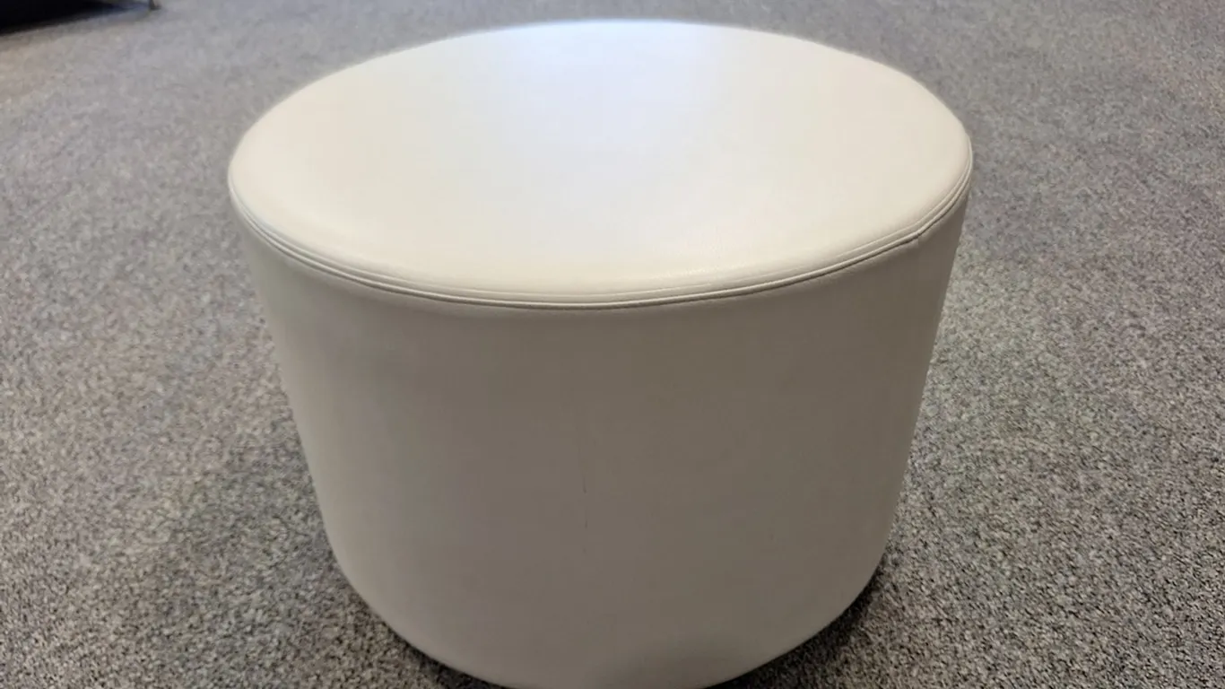 3 Round Vinyl Ottomans on Wheels, 26"x18"