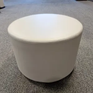 3 Round Vinyl Ottomans on Wheels, 26"x18"