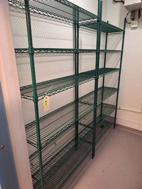 2- 4-Tier Green Wire Racks, 42"x14"x86"