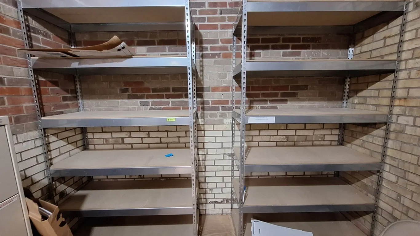 2 Wood/Metal Shelves, 48x18"x84"