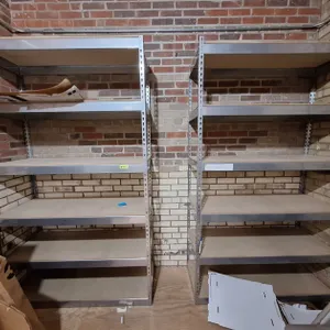 2 Wood/Metal Shelves, 48x18"x84"