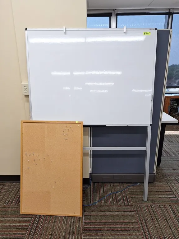 Whiteboard on Tripod 47"x35", with Corkboard
