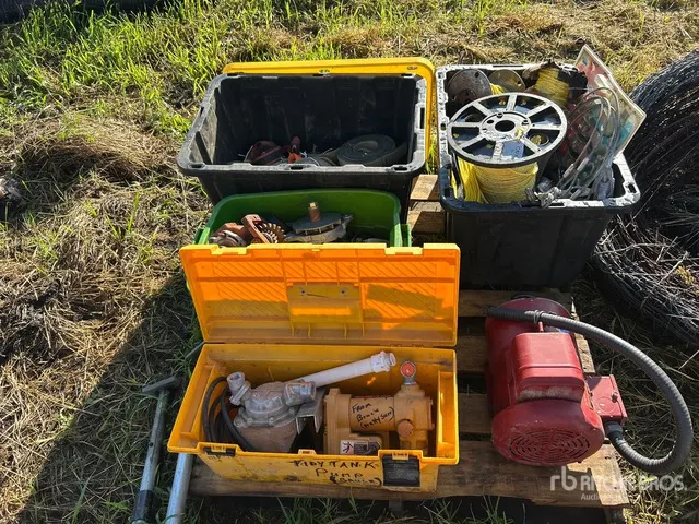Quantity of Assorted Pumps, Electric Motor, Ratchet Straps, Wire Rope, Rope & Misc. Parts