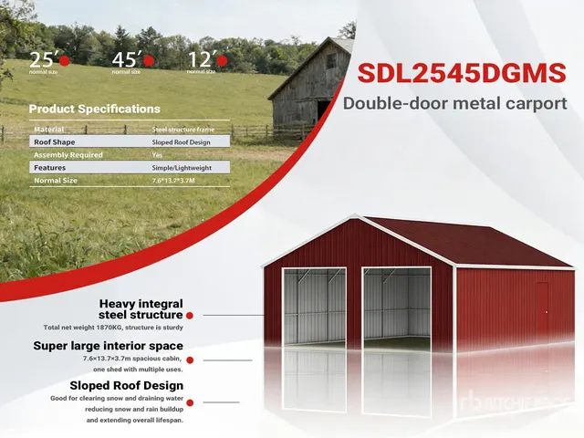 2026 SDLC2545DGMS 25 ft x 45 ft Double Garage Metal Shed (Unused)