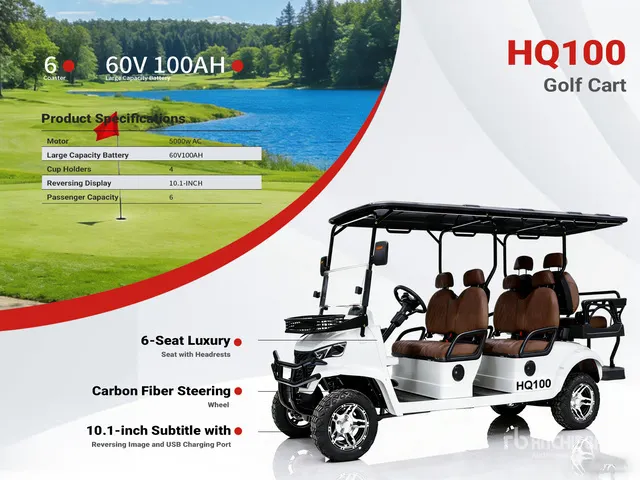 2026 HQ100 Electric White Six-Seater Golf Cart (Unused)