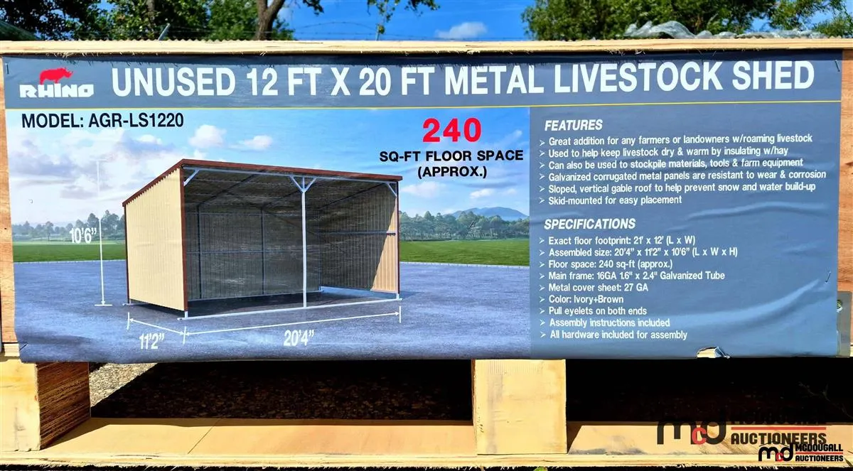 Rhino 12 x 20' Metal Livestock Shed
UNRESERVED