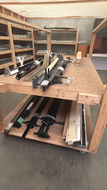 LARGE GROUP OF ASSORTED METAL ROLLER FRAMES, RAILS AND SLATS