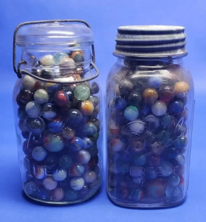 2 - Quart Jars of Marbles