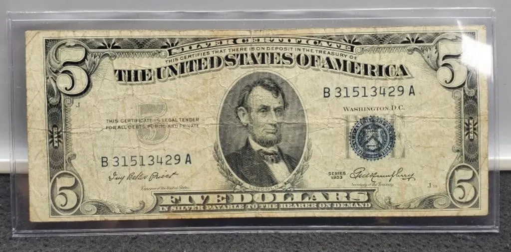 1953 $5 Silver Certificate Note