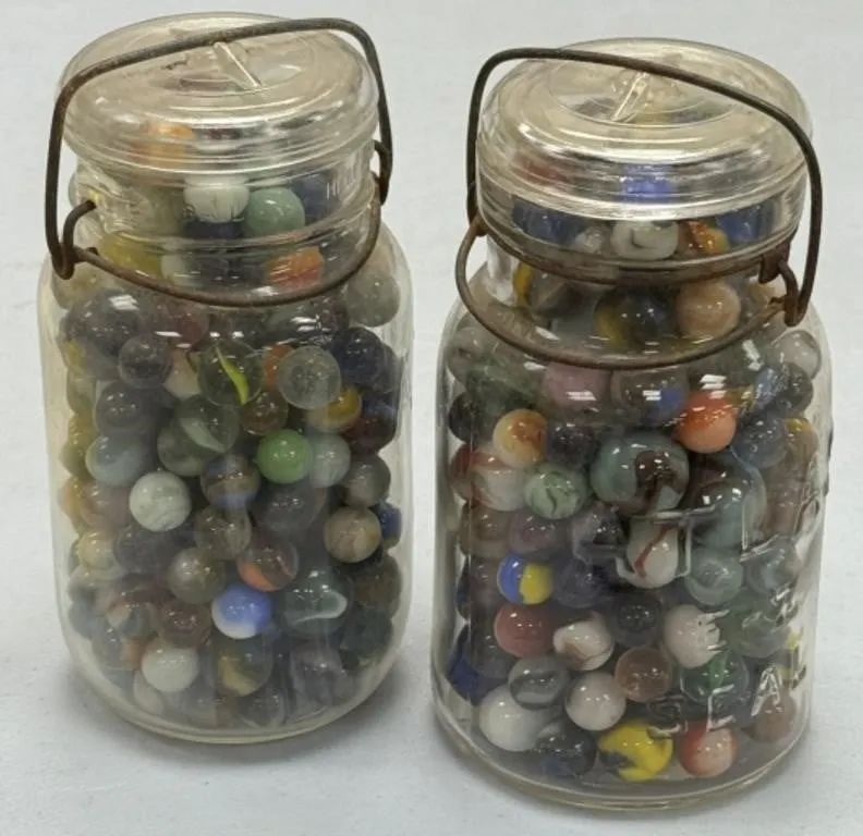 2 - Quart Jars of Marbles